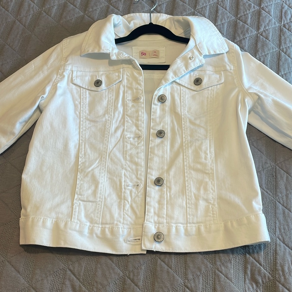 SO Girls plain white jean jacket
